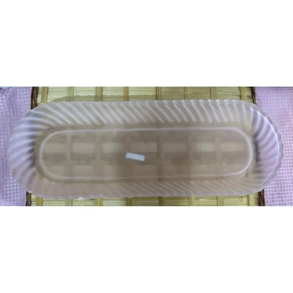 VINTAGE 4 PIECE PINK FROSTED GLASS BUTTERFLY PERFUME VANITY SET i3 - Picture 8 of 9